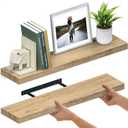 Ballucci Floating Shelves for Wall, 36" Wood Wall Shelf Set of 2, with Invisible Brackets for Bathroom, Living Room, Bedroom, Kitchen, Nursery, 8" Deep, Oak Finish (36" - 2 Pieces)