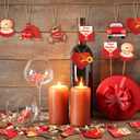 24 Pcs Valentine's Day Ornaments for Tree Wood Valentines Tree Decorations Pink Red Heart Gnome Wood Cutouts with Ropes for Valentine's Day Gift Window Wall Home Decor