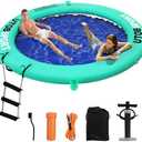 UTOBSPORT Inflatable Water Hammock Floating Dock 8x8 FT Water Floating Island Raft for Lake Boat Pool Ocean | Adults Kids Dogs, with W/Cupholder & Pump