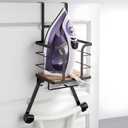 Over the Door Ironing Board Holder - Iron Board Hanger Wall Mount Ironing Board Storage with T/Y Shape Design for Space Saving, No Drilling (Black)