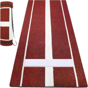 10x3 ft Softball Pitching Mat with Mound - Antifade Turf, Antislip Foam Backing - Fastpitch Equipment for Softball and Baseball Pitchers Practice-Green/Red