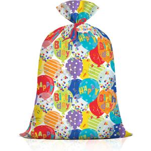 Extra Large Jumbo Happy Birthday Present Bag - 36''x48'' XL Oversized Party Gift Wrapping Bags with Colorful Balloon Confetti Design