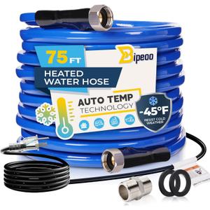 75FT Heated Water Hose for Rv,Heated Water Hose Antifreeze to -45F,Great Rv Accessories for Campers,Livestock,Agriculture,Lead and BPA Free (Blue)
