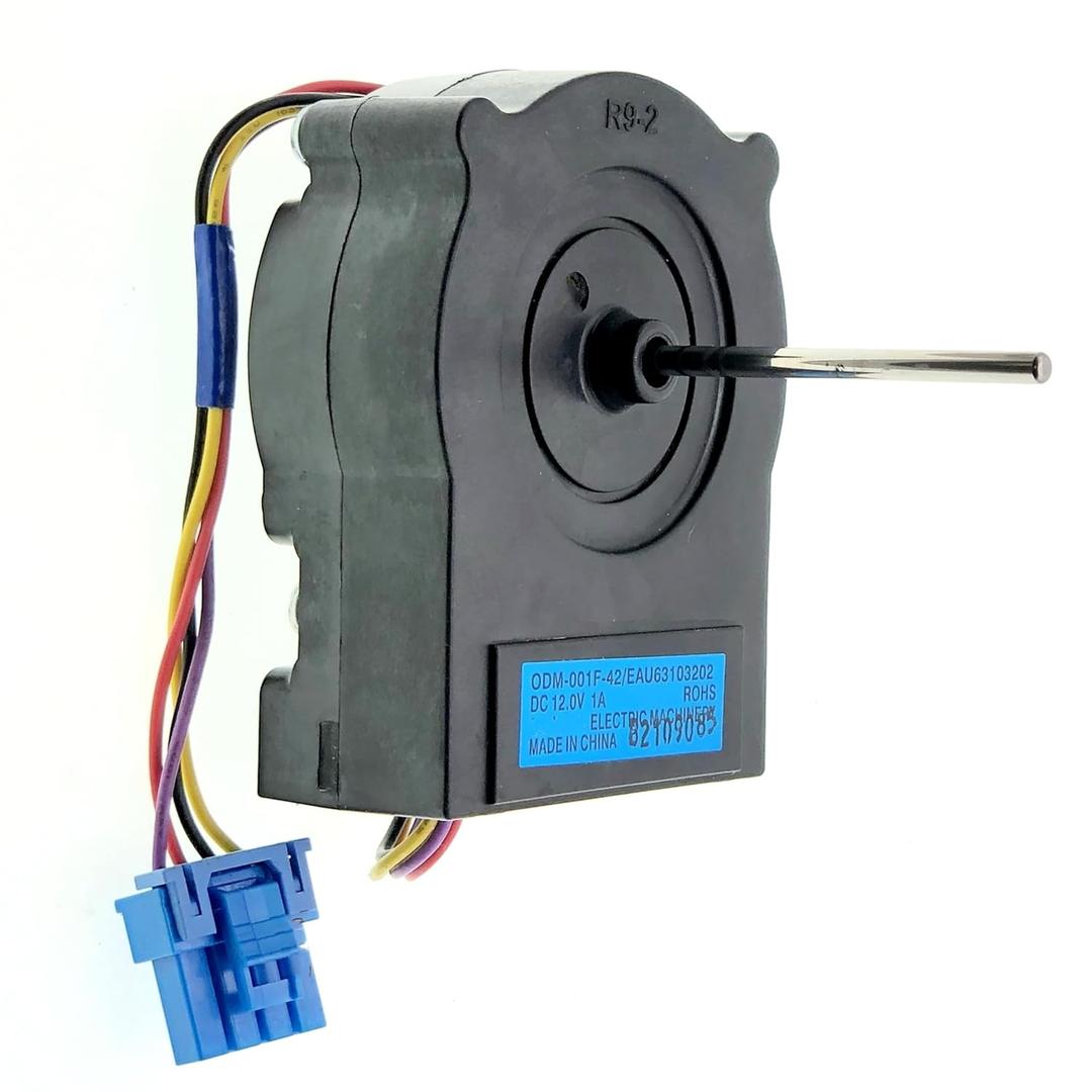 EAU63103202 Refrigerator Condenser Fan Motor Compatible with LG Kenmore Refrigerator, DC12V 1A Shaft Length: 46mm Size:75x58x25mm.
