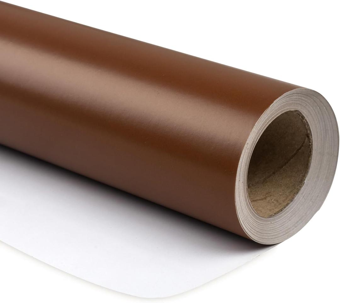 RUSPEPA Chocolate Brown Wrapping Paper Solid Color - Mini Roll - for Christmas, Wedding, Birthday, Shower, Congrats, and Holiday - 17 Inches X 32.8 Feet