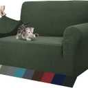 ZNSAYOTX 1 Piece Jacquard Couch Covers for 2 Cushion Couch High Stretch Loveseat Slipcover for Pets Dogs Anti Slip Love Seat Sofa Slipcover Furniture Protector (Loveseat, Army Green) (Medium (55"-69"))