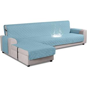 VANSOFY Upgraded Sectional Couch Covers 100% Waterproof L Shaped Sofa Slipcover Reversible Chaise Lounge Cover for Sectional Sofa Furniture Protector Cover for Pets Dog Cat(X-Large, Azuree)