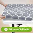 Smiry Rectangle Picnic Table Cover, Waterproof Elastic Fitted Camping Tablecloths for 6 Foot Tables, Wipeable Flannel Backed Vinyl Tablecloth Protector for Indoor, Outdoor (Grey, 30x72 Inches)