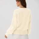 ZAFUL Womens 2025 Cropped Sweaters Fall Chunky Long Sleeve V Neck Clothes Cozy Casual Outfits Winter Trendy (White)