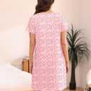 Nightgowns for Women Short Sleeve Button down Sleep Shirts Henley Sleepwear Soft Sleep Dress with Pockets (Pink, M)