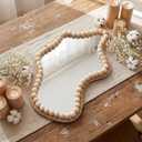 Boho Wall Decor Mirror 14"x9" Irregular Wall Mirror Small Farmhouse Rustic Decorative Wooden Bead Hanging Mirrors for Bedroom Living Room Vanity Entryway Over Sink Modern Home Decor