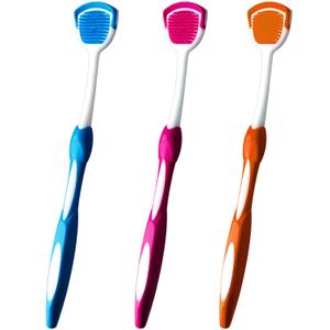 Tongue Brush, Tongue Scraper, Tongue Cleaner, Tongue Scraper Brush, Tongue Cleaner Brush, Tongue Brushes Helps Fight Bad Breath, 3 Tongue Scrapers, 3 Pack (Blue & Orange & Red)