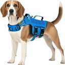 Tactical Dog Harness Medium Sized, Heavy Duty No Pull Dog Harness with Handle, Easy On and Off Service Dog Vest with Molle System, Reflective Pet Vest for Walking Hiking Training (M(Neck:17-23",Chest:22-32"),35-50 lbs, Blue)
