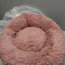 JOLLYVOGUE Calming Dog Bed for Small Dogs - 23 inches Donut Washable Small Dog Bed for Kittens & Puppies, Anti-Slip Round Fluffy Plush Faux Fur Cat Beds (Fits up to 25 lbs Pets, Dark Pink)