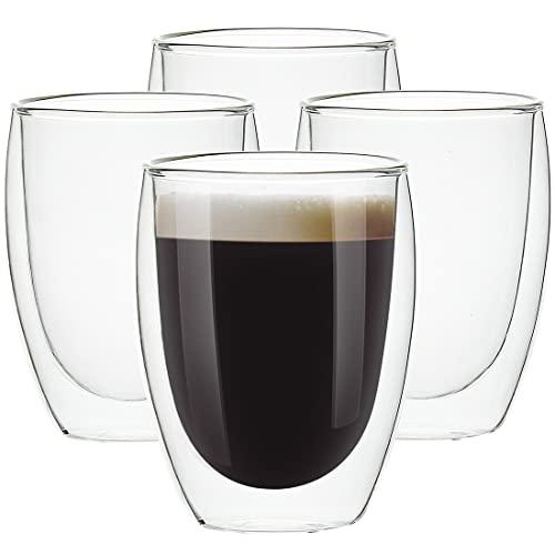 Amazon.com | [4-Pack,12Oz] Glass Cups, Double Walled Thermo Espresso Glasses, Insulated Coffee Mugs, Drinking Glasses: Espresso Cups