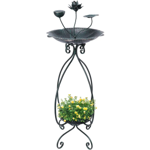 Bird Bath with Flower Planter Pedestal, birdbath for Outdoors with Lotus, 33" Height Vintage Bird Baths for Garden Yard Patio Lawn Decor