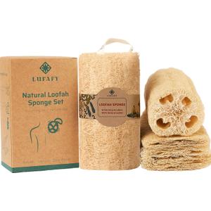 LUFAFY 5Pack (6") Natural Loofah Sponge, Exfoliating Body Scrubber for Shower, Luffa Sponge, Bath & Kitchen  Plant-Based