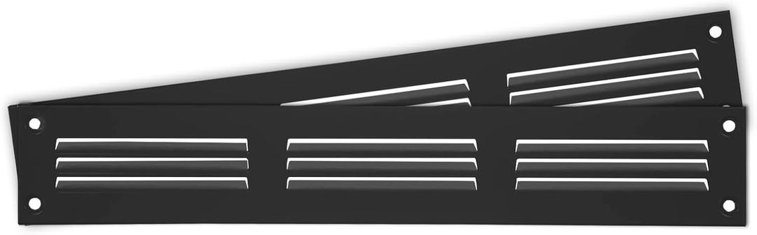 Repa Market 2-Pack Black Air Vent Cover 12" x 2" Inch (Outer Dimensions) - Steel Return Air Grilles - for Ceiling and Sidewall - HVAC - with Protection Screen (11.81" x 1.97" Inch)