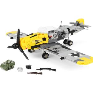 TOY PLAYER BF-109 Fighter Jet Plane Jet Building Set - Compatible with LEG0 7 Year Old boy, Military Airplanes Model, Gift for Boys Age 6 7 8 9 10 11 12 and WW2 Military SetCollectors & Enthusiasts
