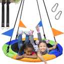 PACEARTH 40 Inch Saucer Tree Swing Flying 900lb Weight Capacity 2 Added Hanging Straps Adjustable MultiStrand Ropes Colorful Safe and Durable Swing Seat for Children