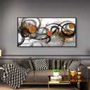 XLSJERST Abstract Wall Art - Framed Black White Canvas Home Art Decor for Living Room Office Canvas Pintings Modern Minimalist Frame Wall Art 24x48 Inches