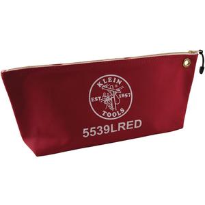 Klein Tools 5539LRED Zipper Bag, Large 16-Inch Canvas Tool Pouch for Tool Storage with Brass Zipper, and Grommet for Hanging, Red