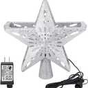 100-240V Star Projector Light, LED Hollow Star Snowflake Projector Light Rotation Lamp, Christmas Projector Light for Christmas Tree Top Decoration (Silver)