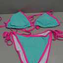 Tempt Me Women Aqua Plus Size Triangle Bikini Sets String Two Piece Halter Swimsuits with Tie Side Bottom, Size: 14 Plus