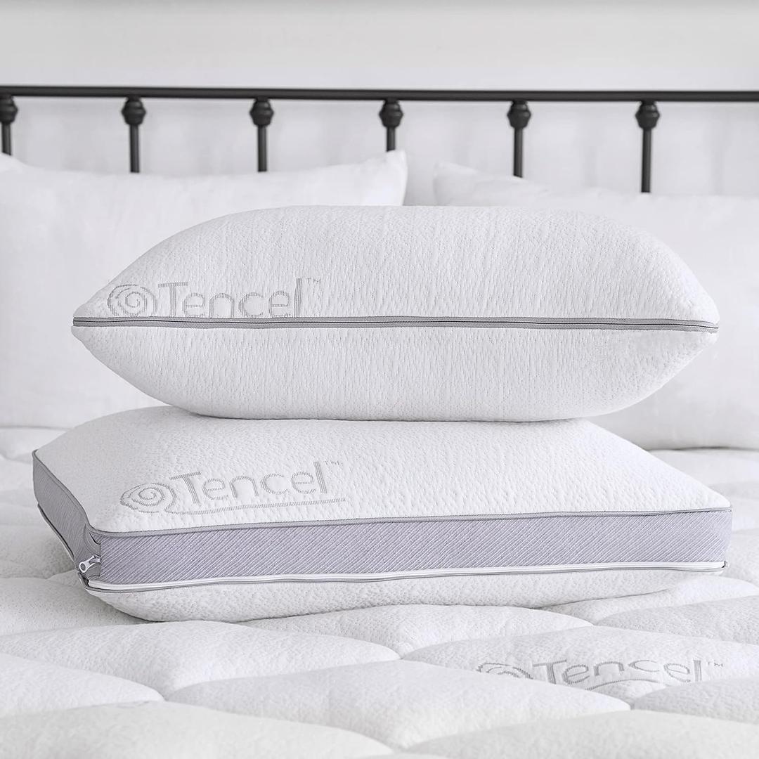 Sleep Innovations Customizable Comfort Gel Memory Foam Pillow, Standard Size, Tencel Cover, Side, Stomach, and Back Sleepers, Soft-Medium-Firm Adjustable Support