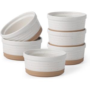 Frewinky Ceramic Ramekins 6oz,Creme Brulee Ramekins & Souffle Dishes for Oven,Small Baking-Dishes for Pudding,Lava Cakes,Serving Dip, Custard, Ice Cream,set of 6