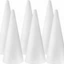 FFchuanhe 6-Pack Craft Foam Cones(3.7X11.7in), White Polystyrene Cone Shaped Foam, Foam Tree Cones, for Arts and Crafts, Christmas Tree, School, Wedding, Birthday, DIY Home Craft Project.