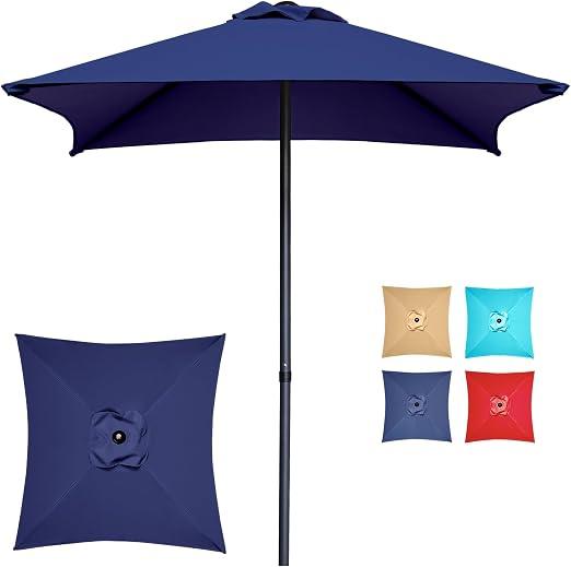 Trenovo 4.9ft Mini Square Patio Umbrella - UV 50+ Waterproof & Easy Setup | Outdoor Table Umbrella for Deck, Balcony, Garden, Lawn, Backyard, Market (Navy Blue)