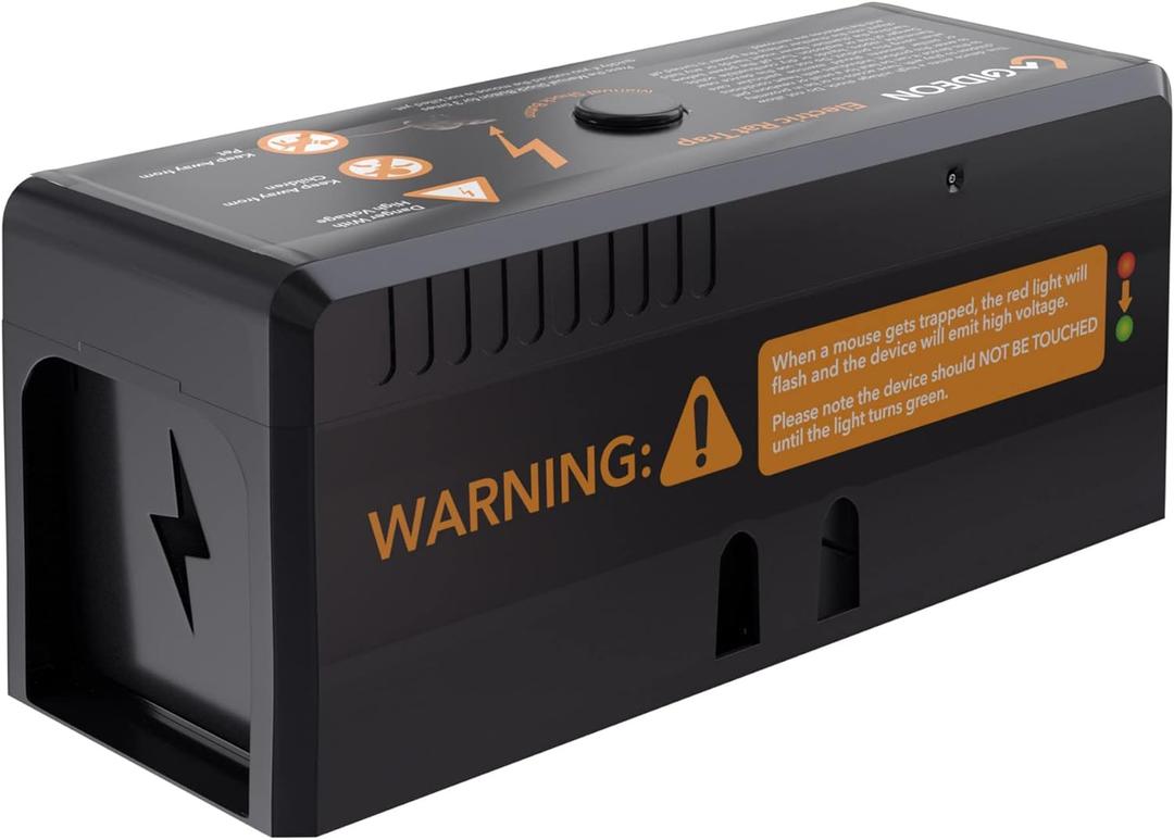 Gideon Rat Trap Electric Mouse & Rat Trap for Homes Indoor & Outdoor Use Pest Control Traps with Humane Shock Chamber & Rechargeable Battery, for Rats, Mice, Chipmunks, Squirrels, Black