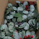 2 PCS 6ft Prelit Artificial Eucalyptus Christmas Garland, Multi-Color Lights/Battery Operated, Lighted Christmas Garland for Mantle Table Stairs Railing Xmas Indoor Outdoor Decoration