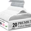 Smartor White Velvet Hangers 20 Pack, Space Saving Clothes Hangers with Tie Bar, Non-Slip Felt Hanger with Shoulder Notches, Heavy Duty Suit Hanger for Coat, Shirt, Pants, Dress
