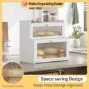 Double Layer Bamboo Bread Box for Kitchen Counter,Bread Holder,Countertop Bread Storage with Window (White)