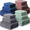 Mixweer 16 Pieces Bath Towels Sets Quick Dry Towel Set for Bathroom Included 4 Bath Towels 4 Hand Towels and 8 Washcloths Absorbent Bath Towel Sets Coral Velvet Towel for Shower Spa Hotel(Dark Color)