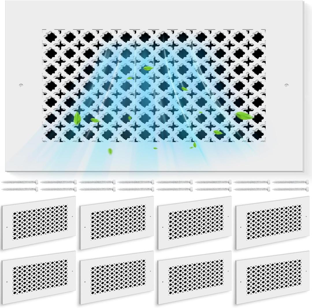 Tuanse 8 Pcs Fits 6x10 Inch Duct Opening, Acrylic Vent Covers, White Decorative Wall Vent Covers with Screws, Ceiling Grilles for Office Home Wall Ceiling Decor (Overall 11.8 x 7.9")