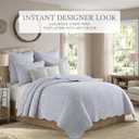 Levtex Home - Martha Stripe Quilt Set - Full/Queen Quilt and Two Standard Shams - Stripe - Blue White - Quilt (88x92in.) and Shams (20x26in.) - Reversible - Cotton