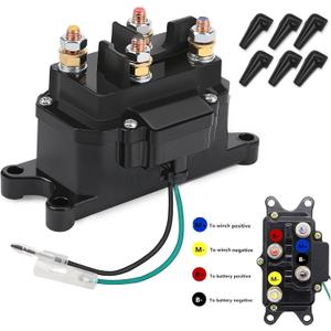 KanSmart Winch Solenoid Relay Contactor 12V 250A Winch Relay Thumb Truck for ATV UTV Boat 4x4 Vehicles 3000-5000lbs Winch with 6 Protecting Caps - Replacement 63070 62135 74900 2875714 70715