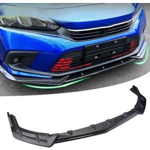 3PCS Carbon Fiber Black Front Bumper Lip Spoiler FIT 20212022 Honda Civic | Lower Bumper Body Kit | Durable ABS Material | Enhances Style & Protection (QC-TH11)