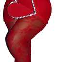 Kafiloe Sexy 2 Piece Outfits for Women Clubwear Lace Tube Mini Dress Top with Stockings Set Birthday Outfits (Small, Red)