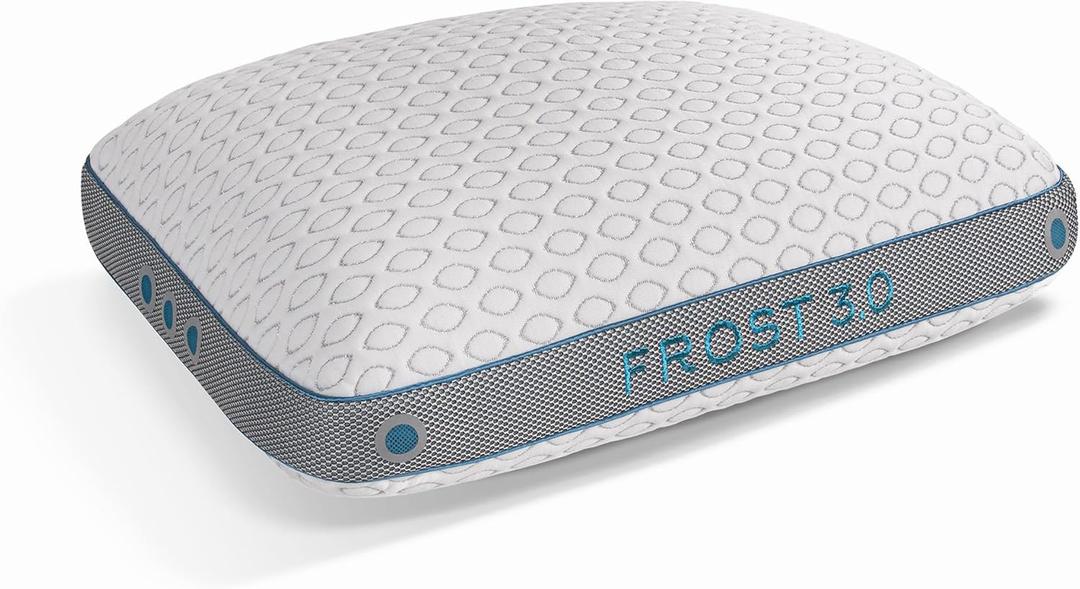 Bedgear Frost Performance Pillow - Size 3.0 - Cooling Bed Pillow for Hot Sleepers - Medium Firmness Pillow for All Sleep Positions, Hypoallergenic, Washable & Removable Cover - 20" W x 26" L x 6.50" H (Standard)