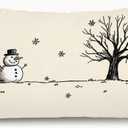 Winter Snowman Pillow Covers 12x20,Winter Snowman Rustic Nature Boho Xmas Snowflake Lumbar Pillow Cover Decorative for Farmhouse Home Holiday Bedroom Living Room Sofa Couch