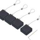 MECCANIXITY Retractable Cable Lock with Double-Sided Adhesive ABS Remote Control Security Lock for TV, DVD, Showroom, Remote, 600g 4Set Black