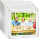 Chunful 8 Pcs Acrylic Floating Frame 8 x 10 Inches Wall Mount Frameless Picture Frames Clear Photo Hanging Display Double Panel for Back to School Poster Artwork Paintings Certificate Gift