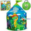 YoYa Toys Dinosaur Play Tent for Toddler Boys & Girls | Foldable Dino Indoor Outdoor Playhouse Fort with Games & Carrying Bag | Adorable Kids Tent Playset Makes a Great Gift Idea