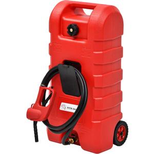 YITAMOTOR Fuel Caddy 15 Gallon, Fuel Transfer Tank, Portable Gasoline Fuel Caddy with Manual Transfer Nozzle, Fuel Container, Red