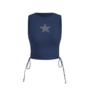 SOLY HUX Women's Tank Tops Y2K Sleeveless Ribbed Star Crop Tank Top Summer Going Out Tops M