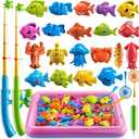 TEMI Fishing Toy for Kids 3-8 Years Old, Bath Toy for Child, Magnetic Fishing Pole for Toddlers, Summer Water Toys for Boys and Girls, Outdoor and Indoor Toys, Gifts for Birthday and Holidays (Square Pool)